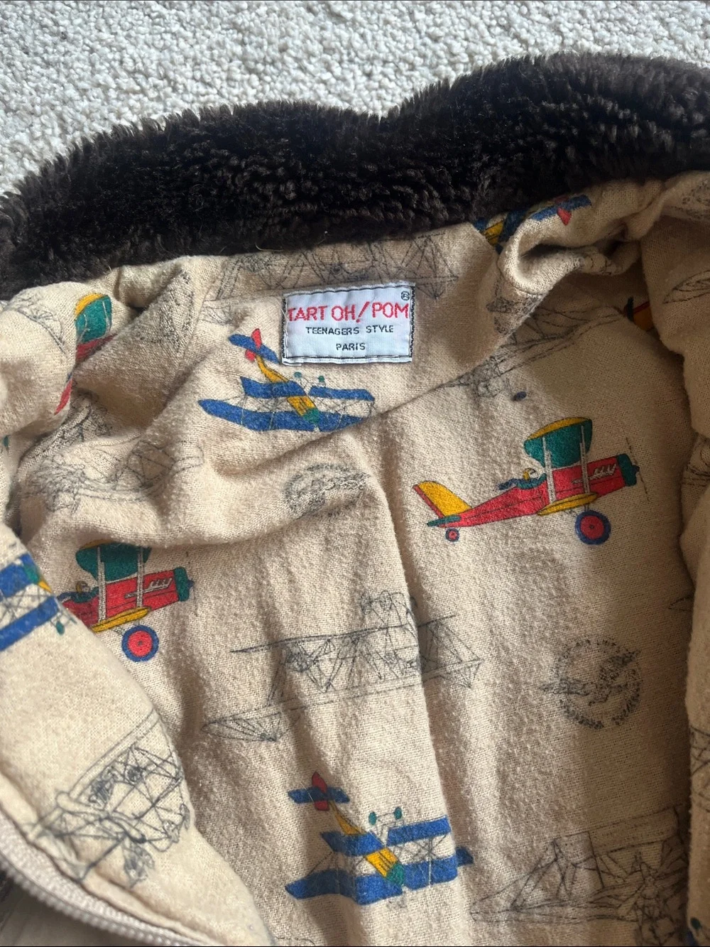 Vintage Flight Pilot Suit Costume with Faux Fur Collar